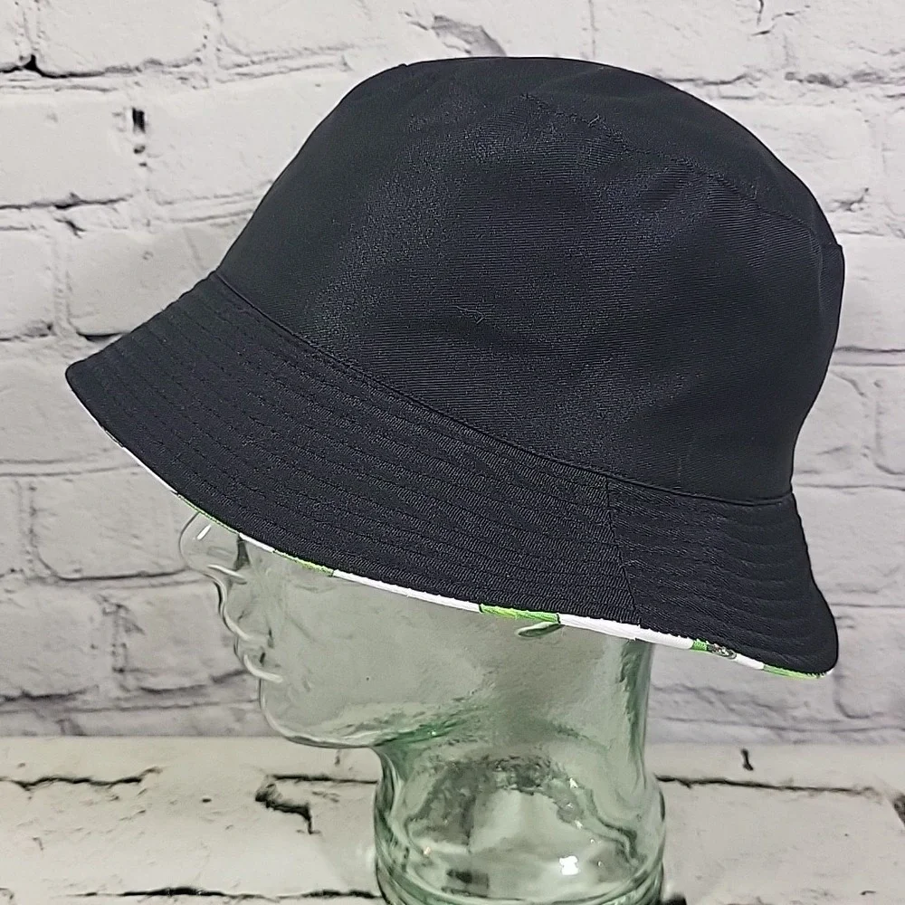 Rick And Morty Pickle Rick Bucket Hat Adult OSFA Reversible‎ Solid Black Sun Cap